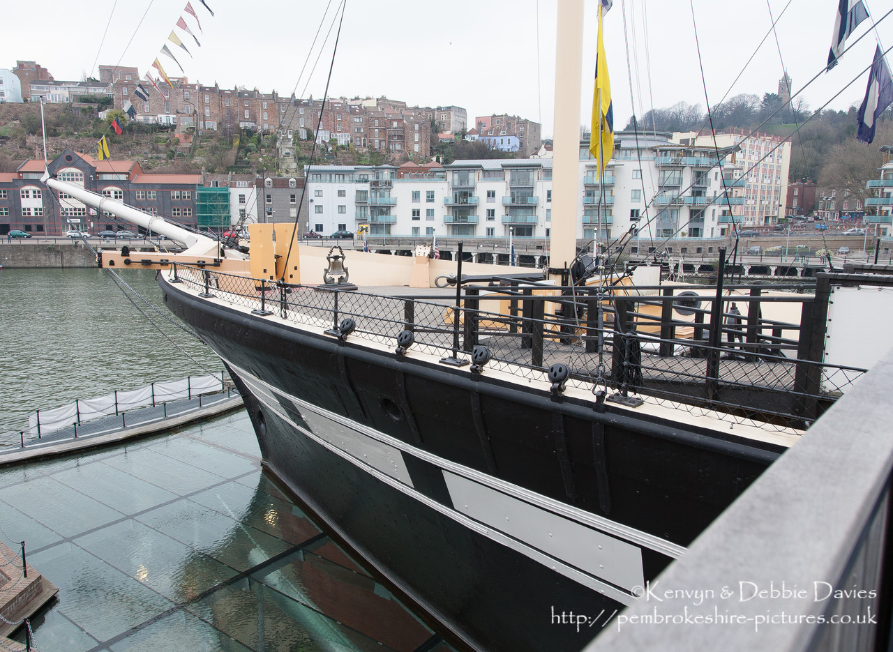 Designed by Isambard Kingdom Brunel and completeted in 1843, The SS Great Britain was - at the time - the larget vessel afloat and the first to feature an iron hull and screw propeller and the first steam ship to cross the Atlantic. She now lies as a museum in the same dry dock in the Great Western Dockyard in which she was built.