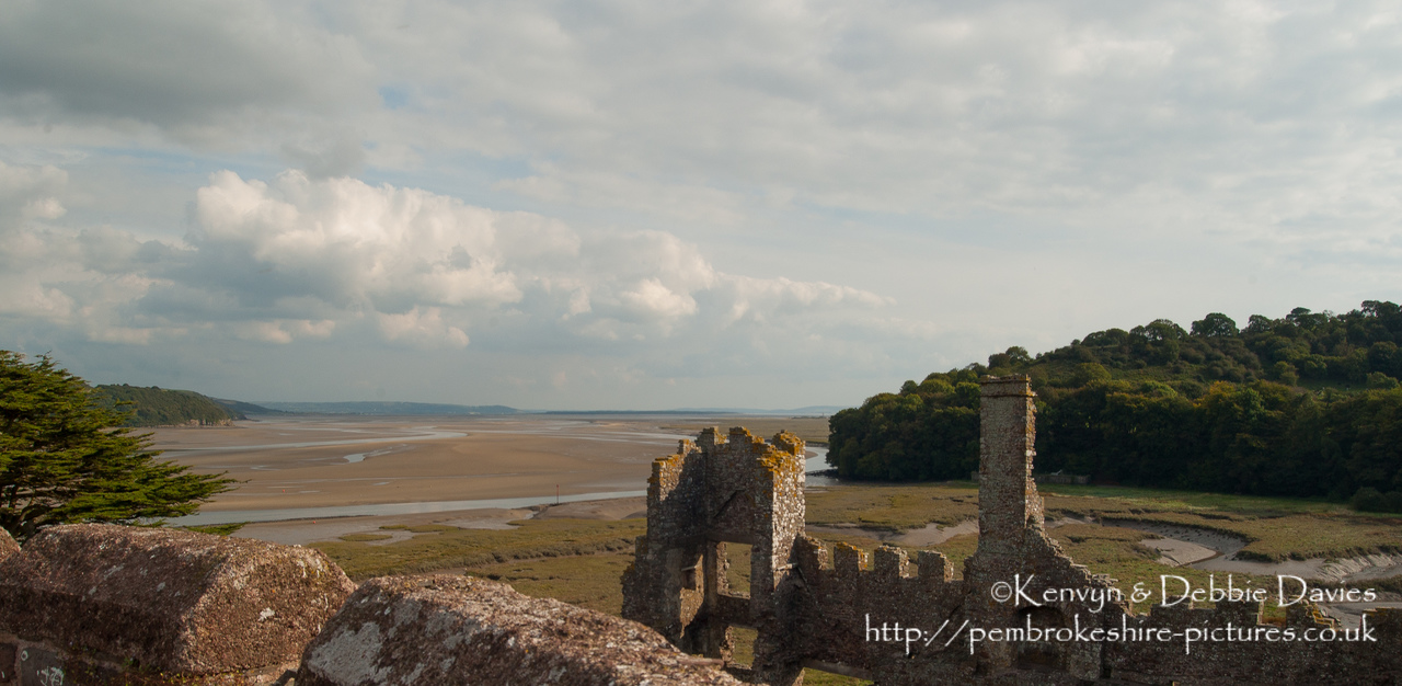 Looking over the Taf Estuary, Laugharne Castle was built in the 13th Century - probably replacing an earlier Norman ringwork castle - by the de Brian family and converted to a mansion by Sir John Perrot in the 16th Century.