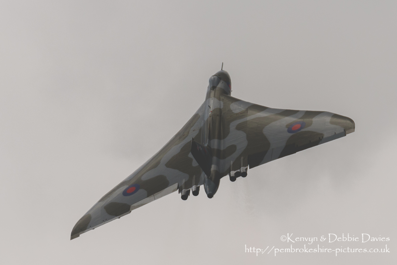 The Spirit Of Great Britain is the only airworthy example of the 134 Avro Vulcan V bombers that were operated by the Royal Air Force from 1953 until 1984. Vulcan XH558 served with the RAF between 1960 and 1985 in the bomber, maritime reconnaissance and air-to-air refuelling roles. The RAF operated XH558 as a display aircraft from 1986 until 1992, when budget cuts forced its retirement.<br/><br/>It is presently operated by the Vulcan to the Sky Trust as a display aircraft, funded entirely by charitable donations and the UK Lottery's Heritage Fund. It is registered with the United Kingdom Civil Aviation Authority as G-VLCN but has an exemption to fly in Royal Air Force markings as XH558.<br/><br/>October 2015 will see the last flight of the Vulcan as it becomes impossible to keep it airworthy.