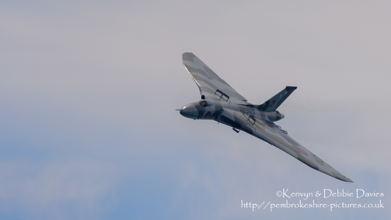 The Spirit Of Great Britain is the only airworthy example of the 134 Avro Vulcan V bombers that were operated by the Royal Air Force from 1953 until 1984. Vulcan XH558 served with the RAF between 1960 and 1985 in the bomber, maritime reconnaissance and air-to-air refuelling roles. The RAF operated XH558 as a display aircraft from 1986 until 1992, when budget cuts forced its retirement.<br/><br/>It is presently operated by the Vulcan to the Sky Trust as a display aircraft, funded entirely by charitable donations and the UK Lottery's Heritage Fund. It is registered with the United Kingdom Civil Aviation Authority as G-VLCN but has an exemption to fly in Royal Air Force markings as XH558.<br/><br/>October 2015 will see the last flight of the Vulcan as it becomes impossible to keep it airworthy.