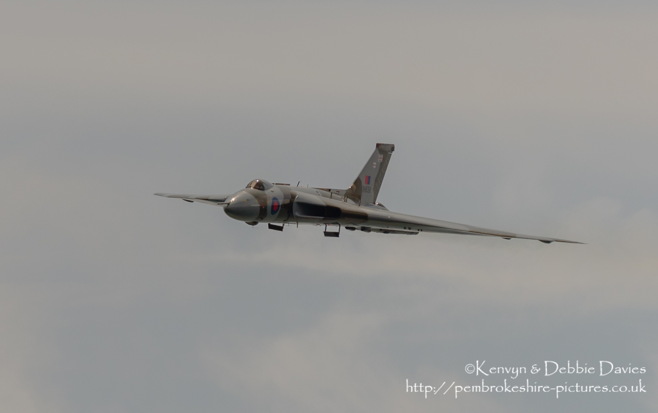 The Spirit Of Great Britain is the only airworthy example of the 134 Avro Vulcan V bombers that were operated by the Royal Air Force from 1953 until 1984. Vulcan XH558 served with the RAF between 1960 and 1985 in the bomber, maritime reconnaissance and air-to-air refuelling roles. The RAF operated XH558 as a display aircraft from 1986 until 1992, when budget cuts forced its retirement.<br/><br/>It is presently operated by the Vulcan to the Sky Trust as a display aircraft, funded entirely by charitable donations and the UK Lottery's Heritage Fund. It is registered with the United Kingdom Civil Aviation Authority as G-VLCN but has an exemption to fly in Royal Air Force markings as XH558.<br/><br/>October 2015 will see the last flight of the Vulcan as it becomes impossible to keep it airworthy.
