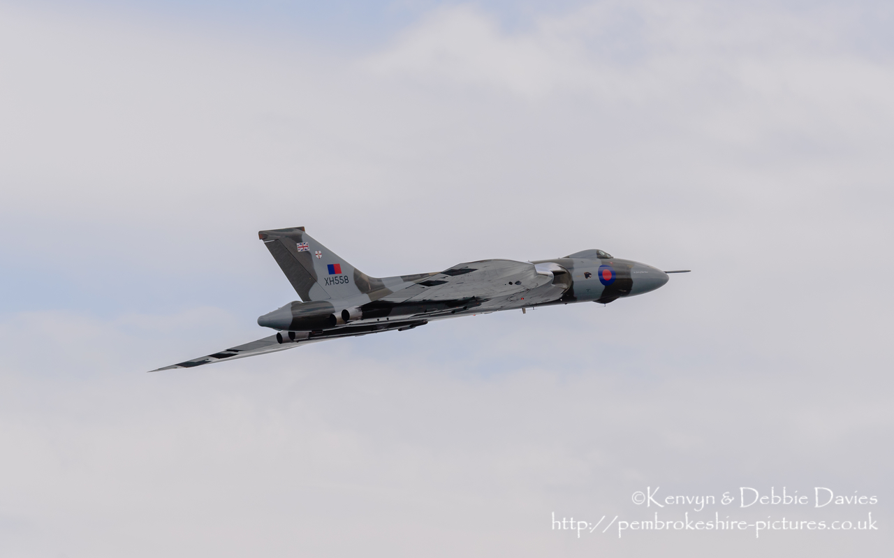 The Spirit Of Great Britain is the only airworthy example of the 134 Avro Vulcan V bombers that were operated by the Royal Air Force from 1953 until 1984. Vulcan XH558 served with the RAF between 1960 and 1985 in the bomber, maritime reconnaissance and air-to-air refuelling roles. The RAF operated XH558 as a display aircraft from 1986 until 1992, when budget cuts forced its retirement.<br/><br/>It is presently operated by the Vulcan to the Sky Trust as a display aircraft, funded entirely by charitable donations and the UK Lottery's Heritage Fund. It is registered with the United Kingdom Civil Aviation Authority as G-VLCN but has an exemption to fly in Royal Air Force markings as XH558.<br/><br/>October 2015 will see the last flight of the Vulcan as it becomes impossible to keep it airworthy.