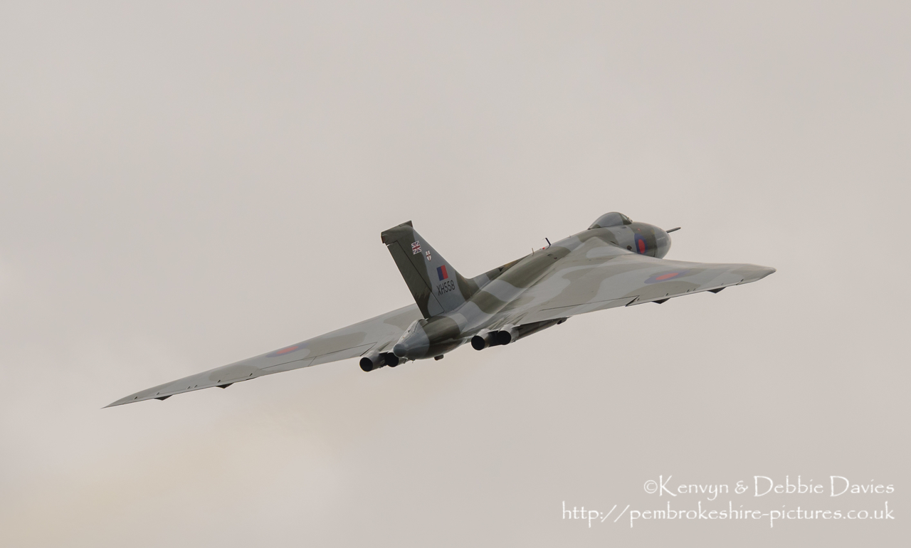 The Spirit Of Great Britain is the only airworthy example of the 134 Avro Vulcan V bombers that were operated by the Royal Air Force from 1953 until 1984. Vulcan XH558 served with the RAF between 1960 and 1985 in the bomber, maritime reconnaissance and air-to-air refuelling roles. The RAF operated XH558 as a display aircraft from 1986 until 1992, when budget cuts forced its retirement.<br/><br/>It is presently operated by the Vulcan to the Sky Trust as a display aircraft, funded entirely by charitable donations and the UK Lottery's Heritage Fund. It is registered with the United Kingdom Civil Aviation Authority as G-VLCN but has an exemption to fly in Royal Air Force markings as XH558.<br/><br/>October 2015 will see the last flight of the Vulcan as it becomes impossible to keep it airworthy.