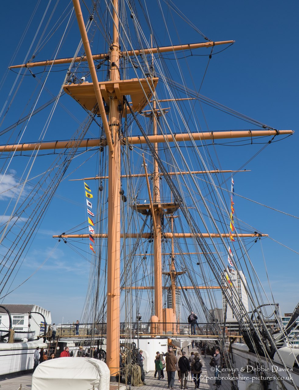 Built between 1859-61, The HMS Warrior was one of two armoured frigates (her sister ship was the HMS Black Prince) built in response to the French Napol?on, the first steam powered battleship in the world. She was the largest, most powerful and fastest ship of her day but soon became obsolete as maritime warfare equipment advanced. She is now docked in Portsmouth Harbour and has been restored as part of the National Maritime Fleet.
