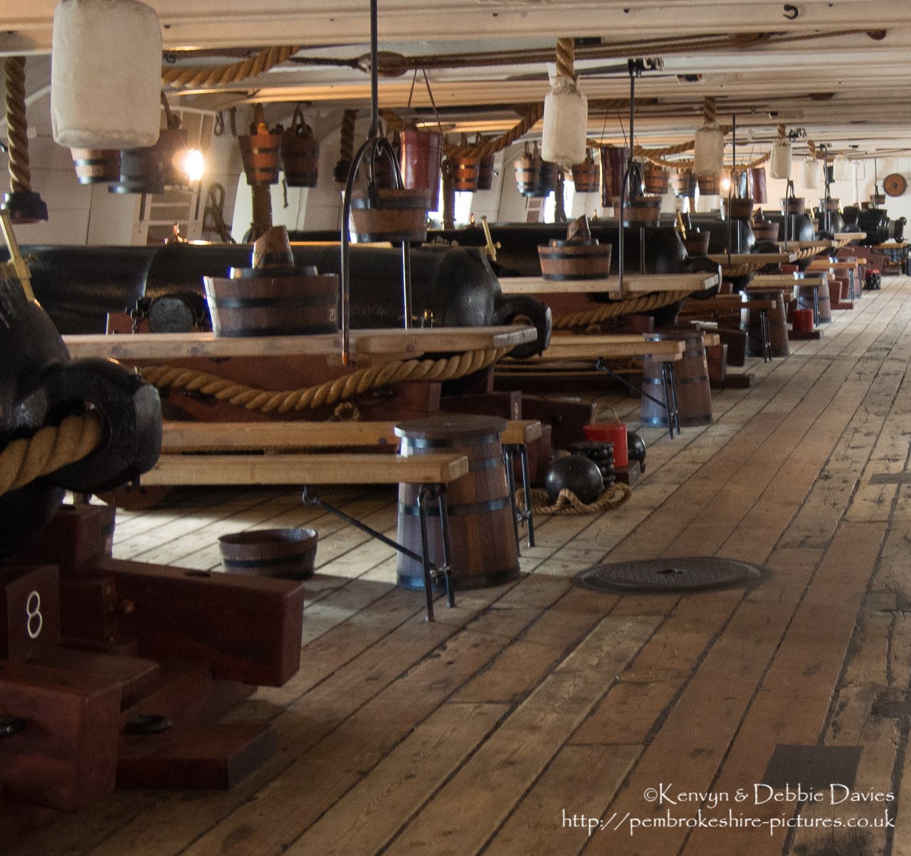 Built between 1859-61, The HMS Warrior was one of two armoured frigates (her sister ship was the HMS Black Prince) built in response to the French Napol?on, the first steam powered battleship in the world. She was the largest, most powerful and fastest ship of her day but soon became obsolete as maritime warfare equipment advanced. She is now docked in Portsmouth Harbour and has been restored as part of the National Maritime Fleet.