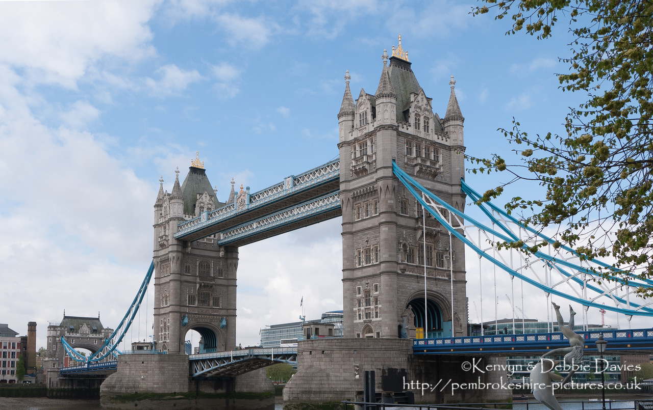 Started in 1886 and completed in 1894, Tower Bridge is a combined bascule (draw) and suspension bridge. It is close The Tower of London, from which it takes it's name.
