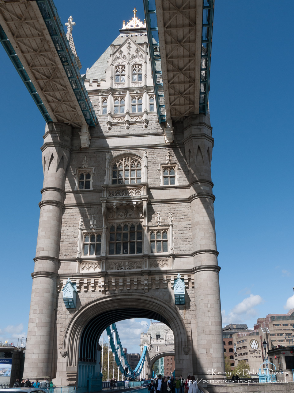 Started in 1886 and completed in 1894, Tower Bridge is a combined bascule (draw) and suspension bridge. It is close The Tower of London, from which it takes it's name.