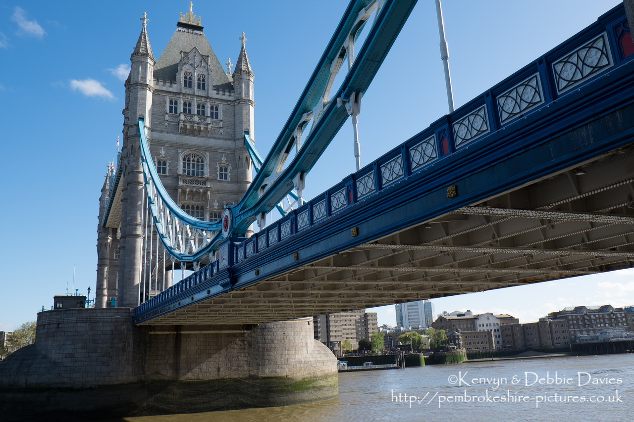 Started in 1886 and completed in 1894, Tower Bridge is a combined bascule (draw) and suspension bridge. It is close The Tower of London, from which it takes it's name.