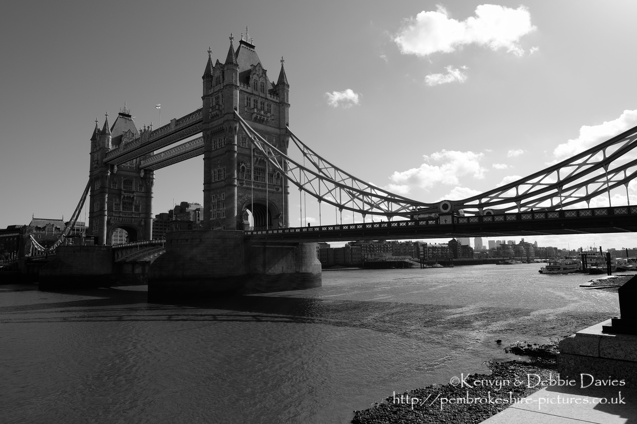 Started in 1886 and completed in 1894, Tower Bridge is a combined bascule (draw) and suspension bridge. It is close The Tower of London, from which it takes it's name.