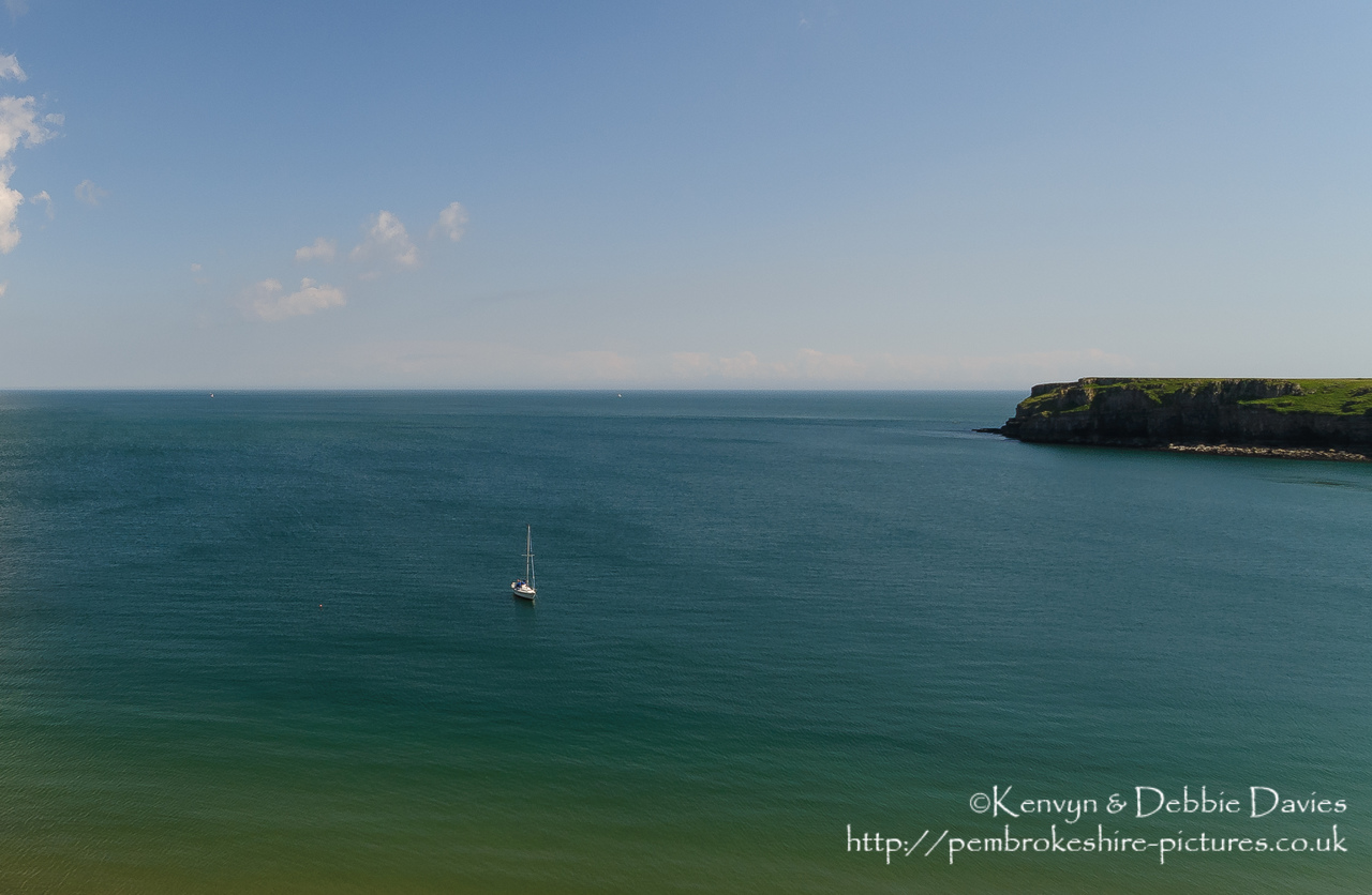 Looking south out to sea with Stackpole Head to the right.