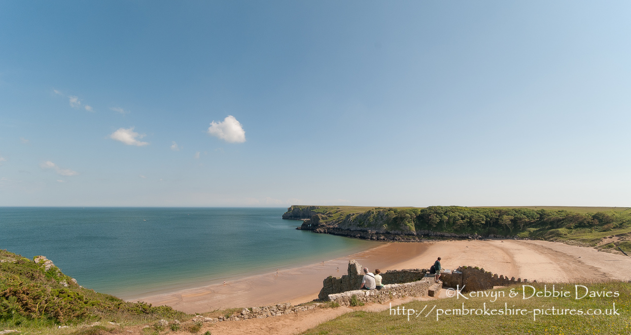 Barafundle is one of the most beautiful beaches in Britain and has been included in the Top 12 Beaches in the world. It is only accessible on foot and is surrounded by stunning coastline. Just right of centre are the top of the steps leading down to the beach.