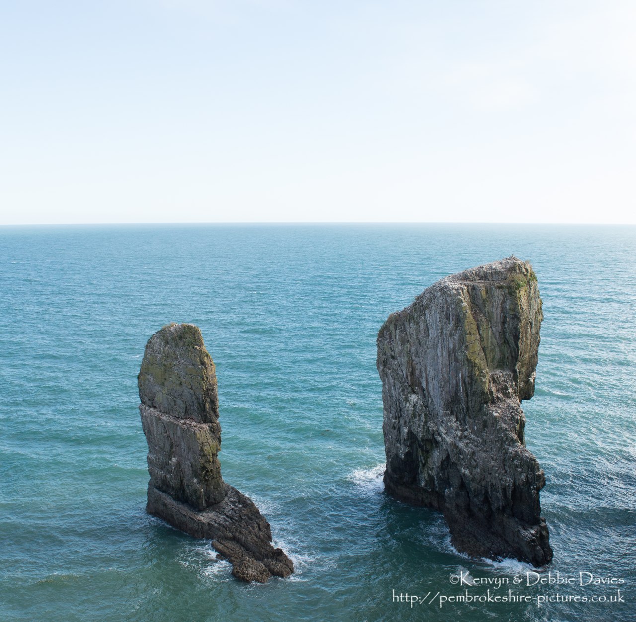 A highlight of the Pembrokeshire coastline, these stacks are home to thousands of guillemots, razorbills and kittiwakes during the breeding season.