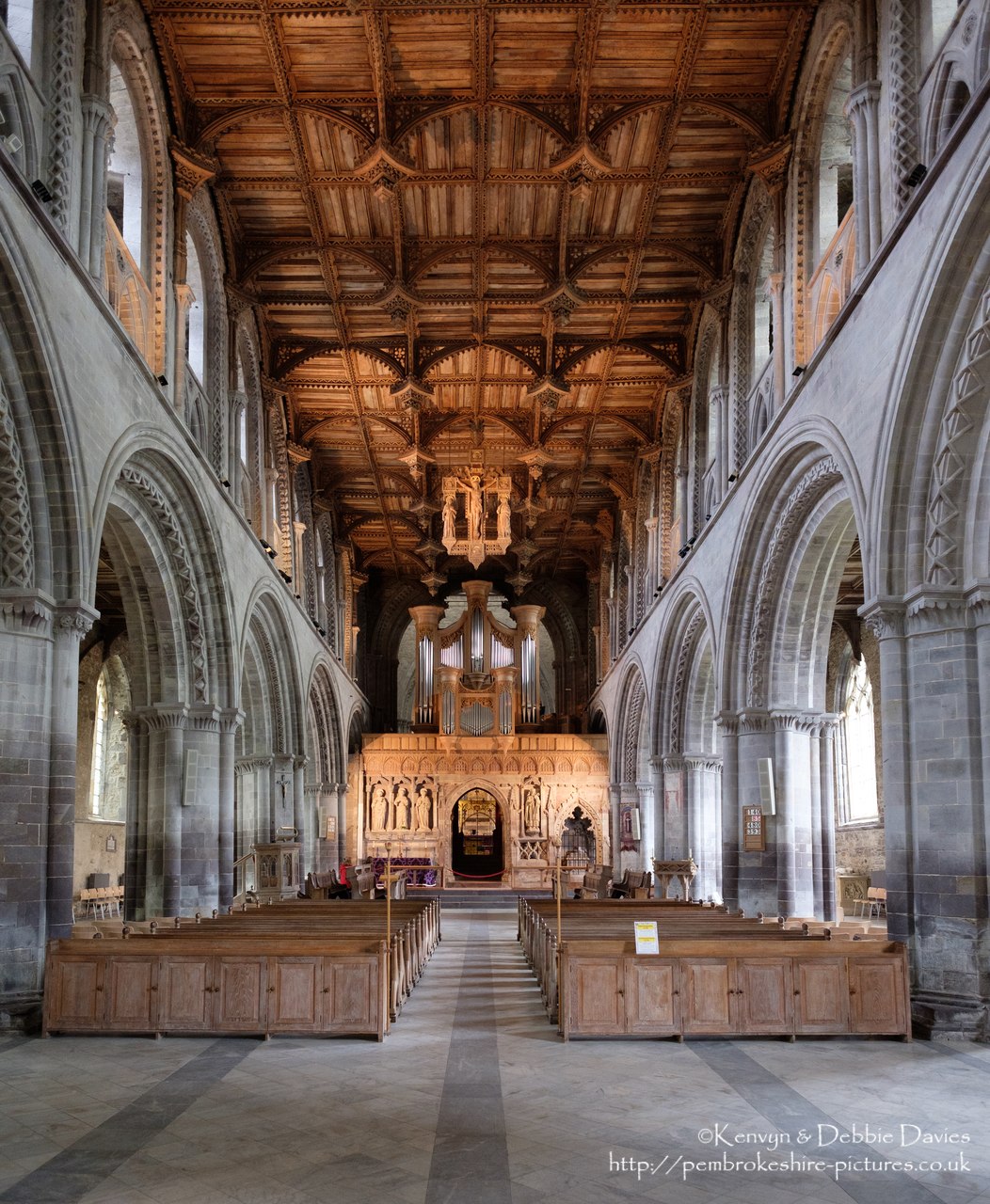 First day out with the Fuji X-Pro2. The nave of St Davids Cathedral.