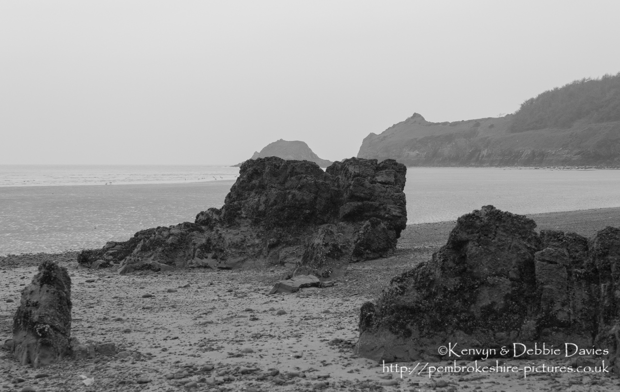 Pembrokshire's coast is world famous in geological circles for it's rock formations. The "folding" look was caused during the Variscan orogeny at the end of the Carboniferous period when the continents of Laurasia and Gondwana collided to form Pangea. At the time (c. 360Ma) Wales lay at the equator.