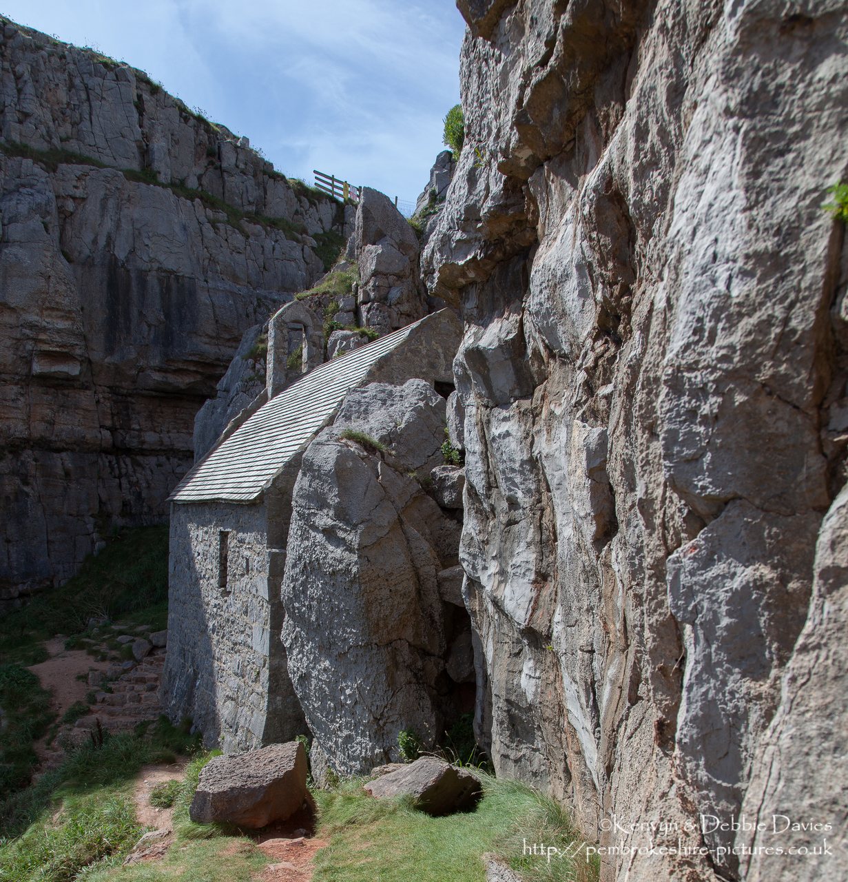 St Govan's Chapel, Pembrokeshire. St Govan's Day is March 26th. Further information at http://www.revjones.fsnet.co.uk/govan/govan.html