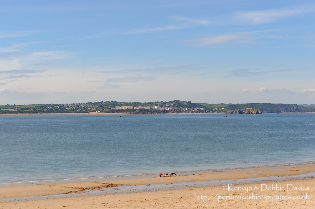 A view of Tenby from Caldey  across Priory Bay.