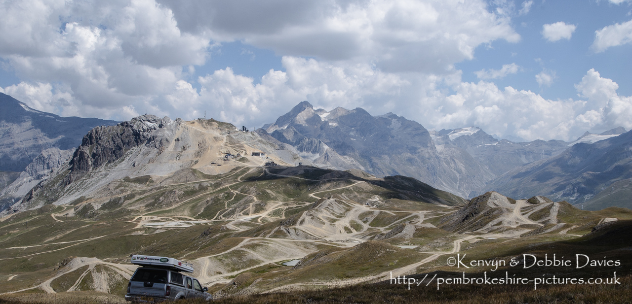 The Val d'Isère ski resort is used as an off-roading course during the summer months when there little snow about. Manufacturers use it to test their new 4x4's. Taken in 2003 with a Nikon D1X