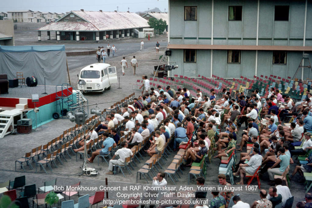 Bob Monkhouse Concert at RAF Khormaksar, Aden, Yemen in August 1967