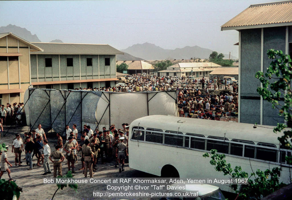 Bob Monkhouse Concert at RAF Khormaksar, Aden, Yemen in August 1967