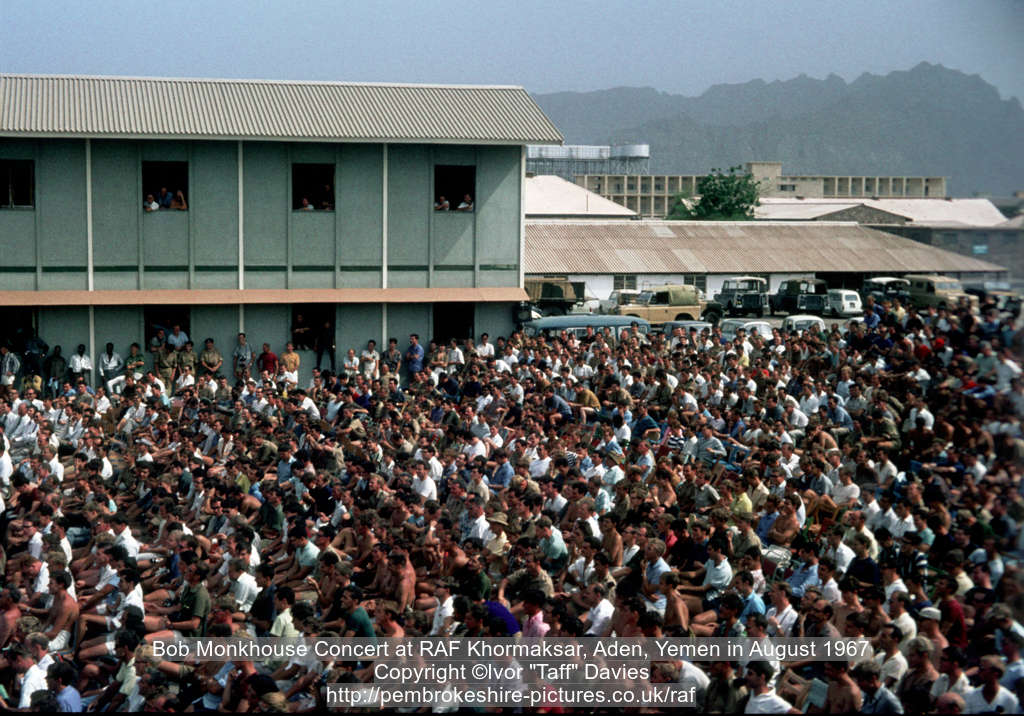 Bob Monkhouse Concert at RAF Khormaksar, Aden, Yemen in August 1967