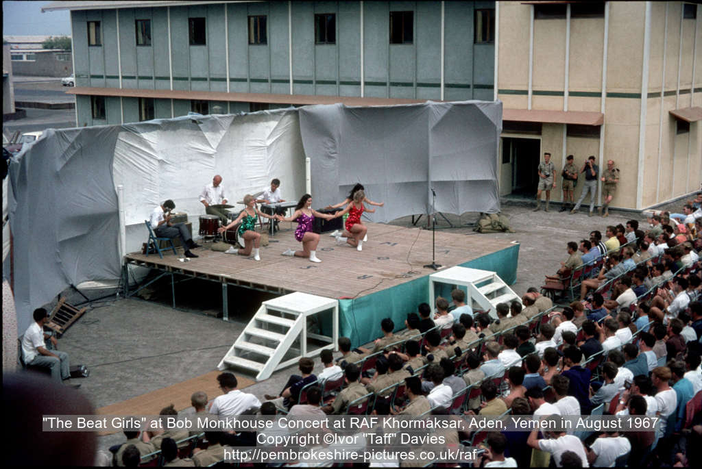 "The Beat Girls" at Bob Monkhouse Concert at RAF Khormaksar, Aden, Yemen in August 1967