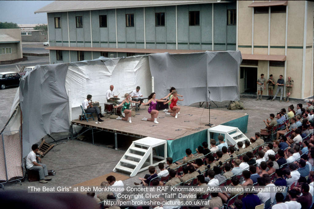 "The Beat Girls" at Bob Monkhouse Concert at RAF Khormaksar, Aden, Yemen in August 1967
