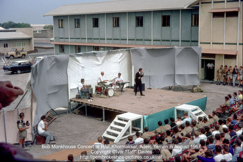 Bob Monkhouse Concert at RAF Khormaksar, Aden, Yemen in August 1967