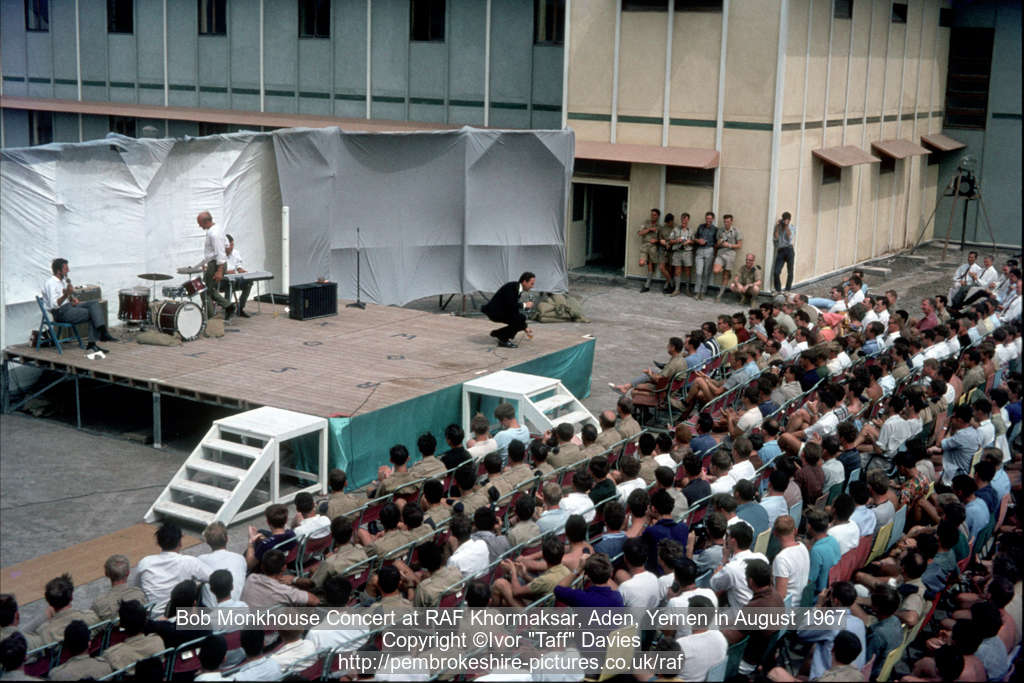 Bob Monkhouse Concert at RAF Khormaksar, Aden, Yemen in August 1967
