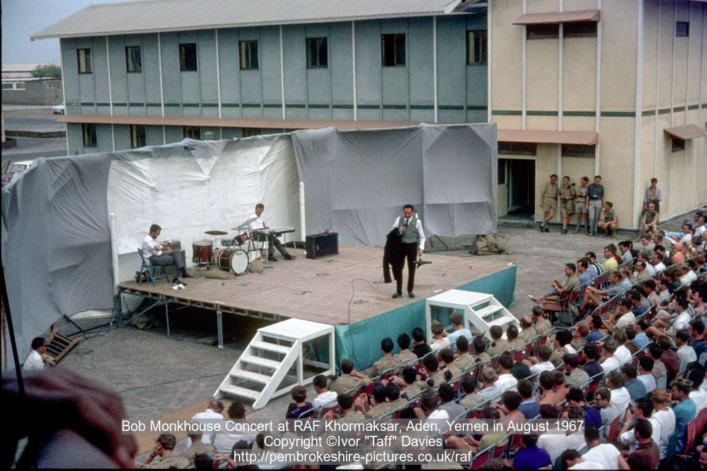 Bob Monkhouse Concert at RAF Khormaksar, Aden, Yemen in August 1967