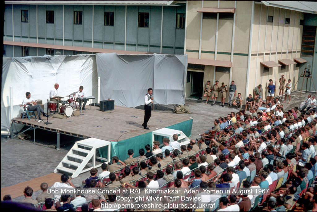 Bob Monkhouse Concert at RAF Khormaksar, Aden, Yemen in August 1967