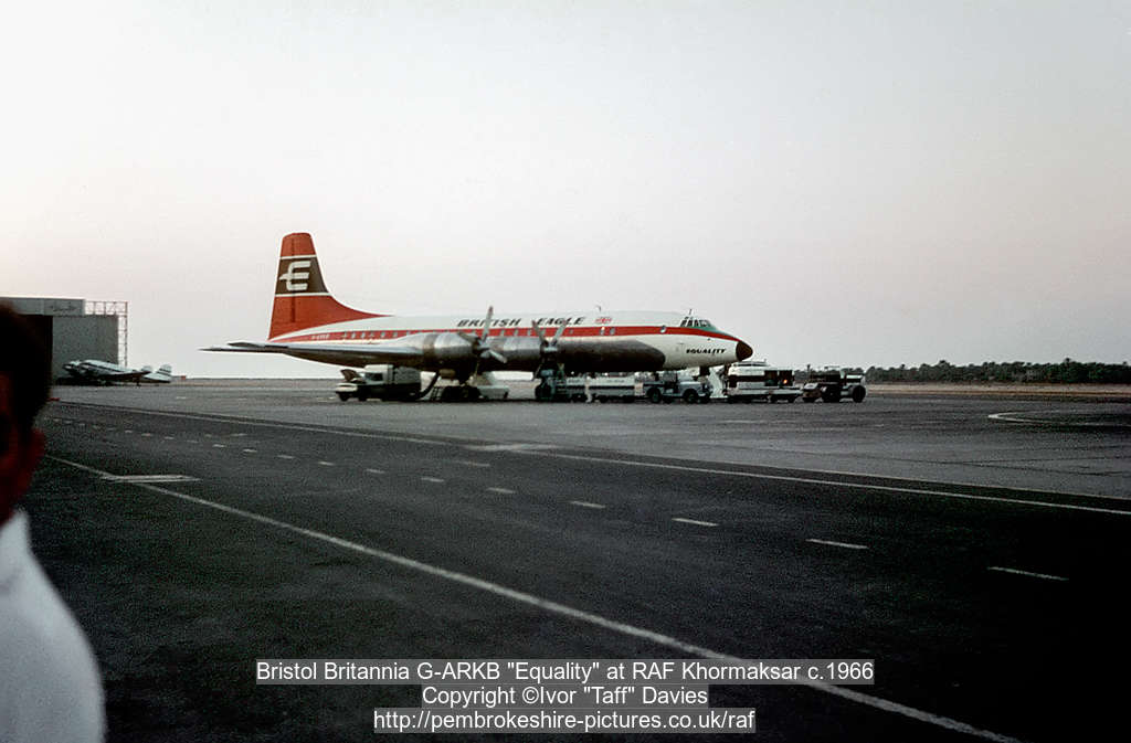 Bristol Britannia G-ARKB "Equality" at RAF Khormaksar c.1966