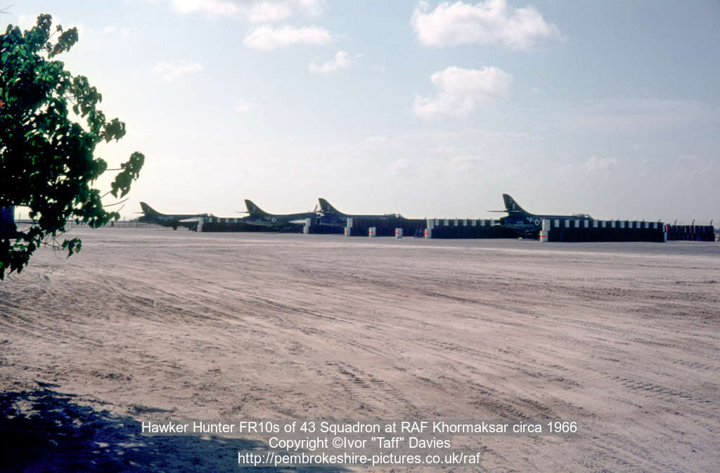 Hawker Hunter FR10s of 43 Squadron at RAF Khormaksar circa 1966