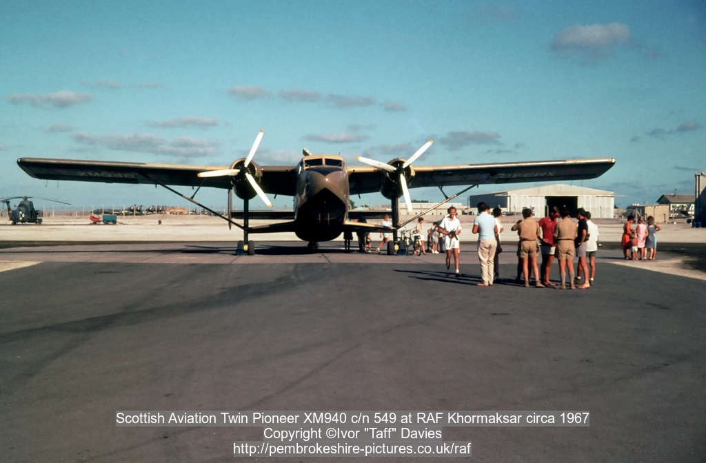 Scottish Aviation Twin Pioneer XM940 c/n 549 at RAF Khormaksar circa 1967