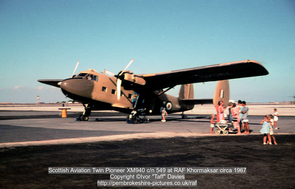Scottish Aviation Twin Pioneer XM940 c/n 549 at RAF Khormaksar circa 1967