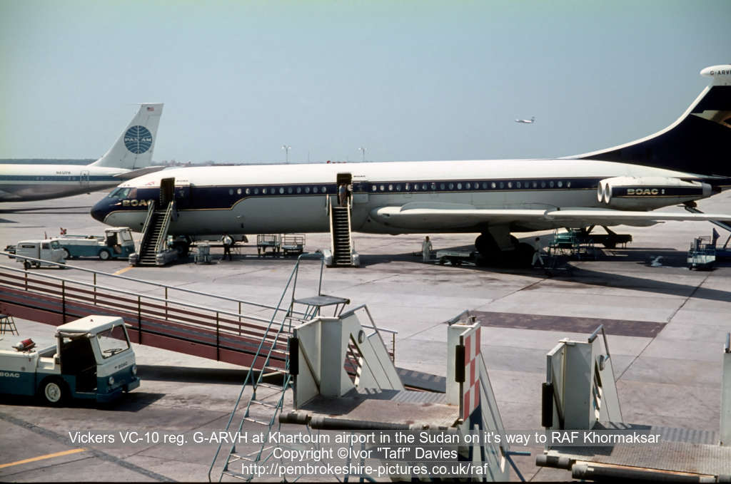 Vickers VC-10 reg. G-ARVH at Khartoum airport in the Sudan on it's way to RAF Khormaksar