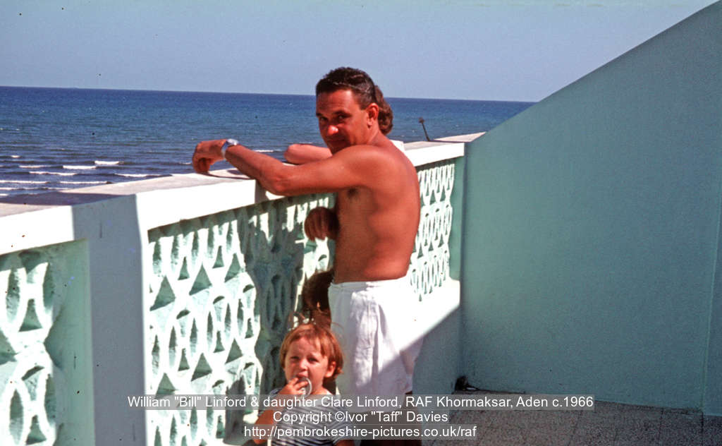 William "Bill" Linford & daughter Clare Linford, RAF Khormaksar, Aden c.1966