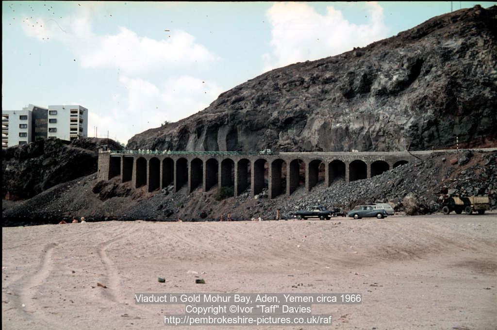 Viaduct in Gold Mohur Bay, Aden, Yemen circa 1966