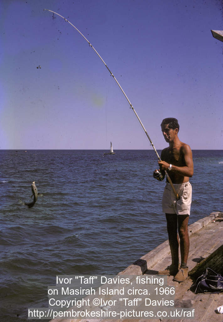 Ivor "Taff" Davies, fishing on Masirah Island circa. 1966