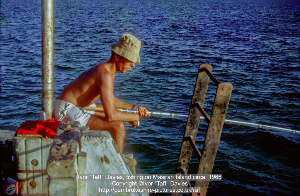 Ivor "Taff" Davies, fishing on Masirah Island circa. 1966