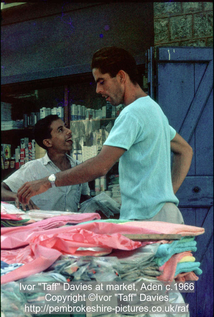 Ivor "Taff" Davies at market, Aden c.1966