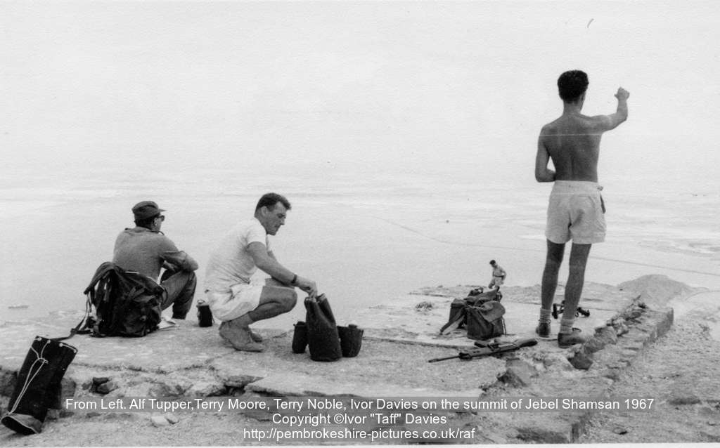 From Left. Alf Tupper,Terry Moore, Terry Noble, Ivor Davies on the summit of Jebel Shamsan 1967