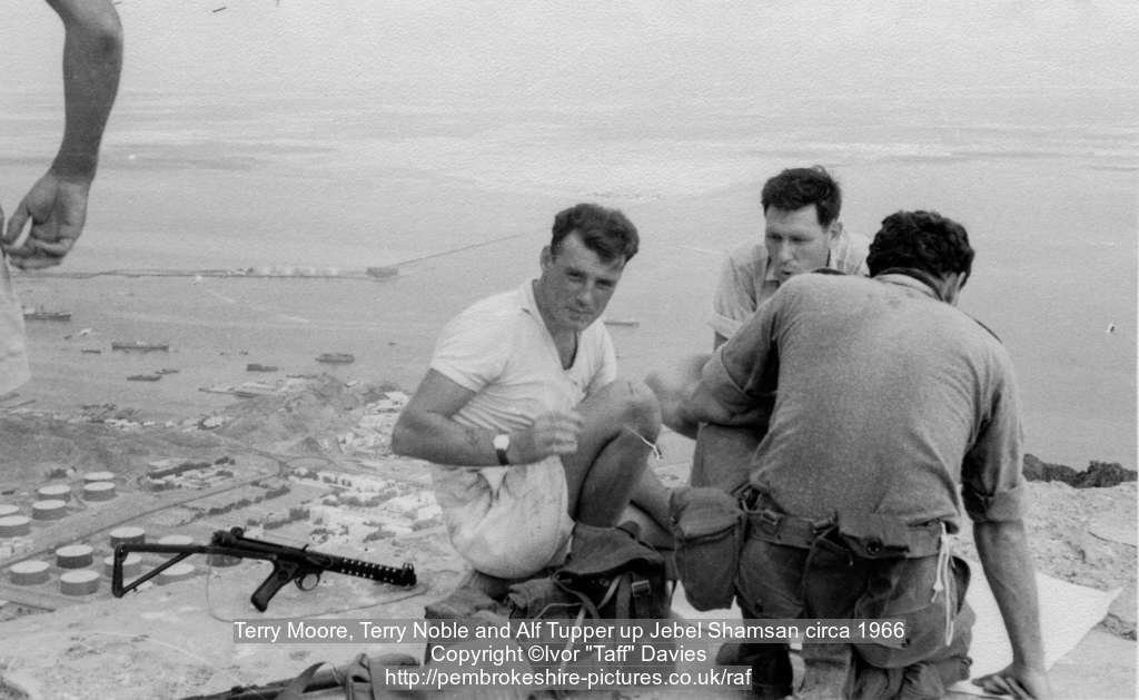 Terry Moore, Terry Noble and Alf Tupper up Jebel Shamsan circa 1966