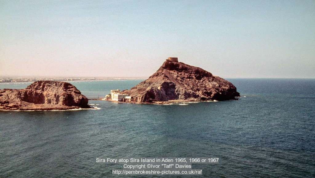 Sira Fory atop Sira Island in Aden 1965, 1966 or 1967