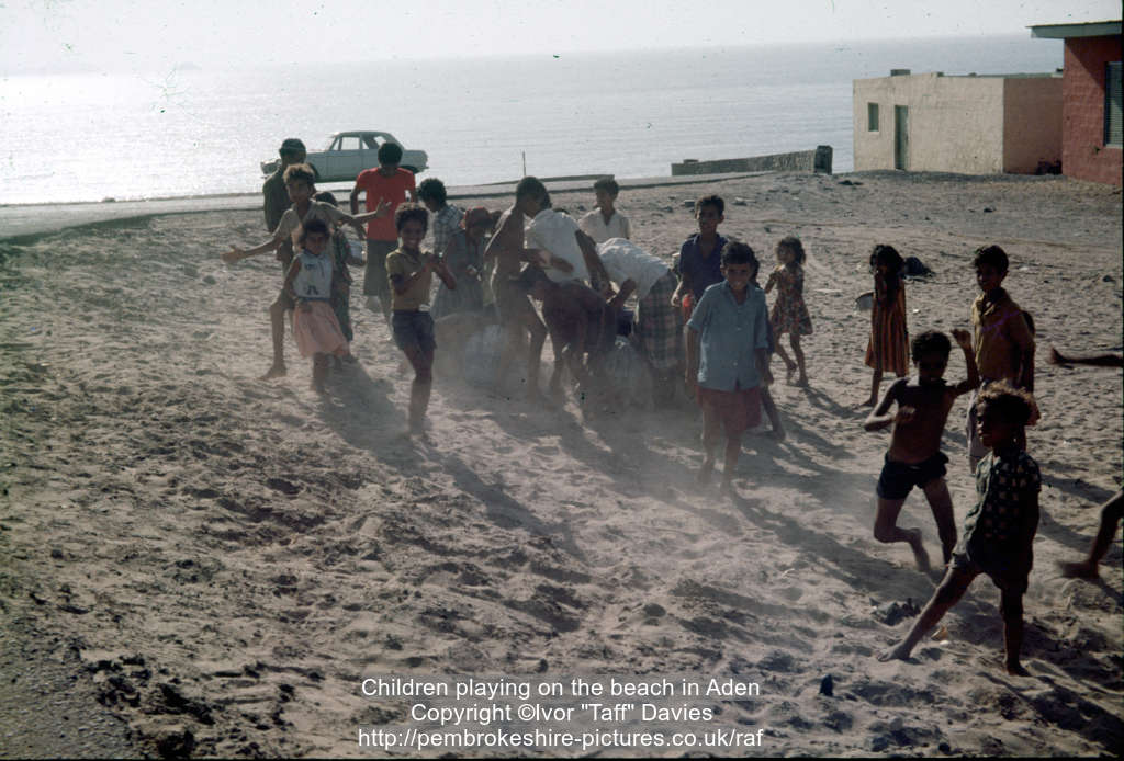 Children playing on the beach in Aden