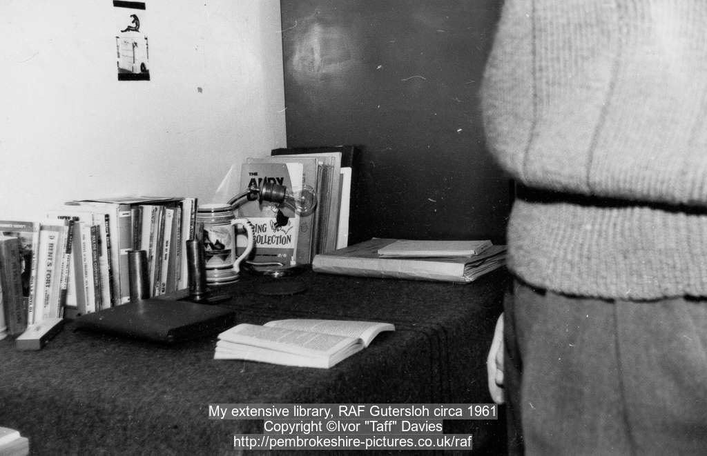 My extensive library, RAF G&uuml;tersloh circa 1961