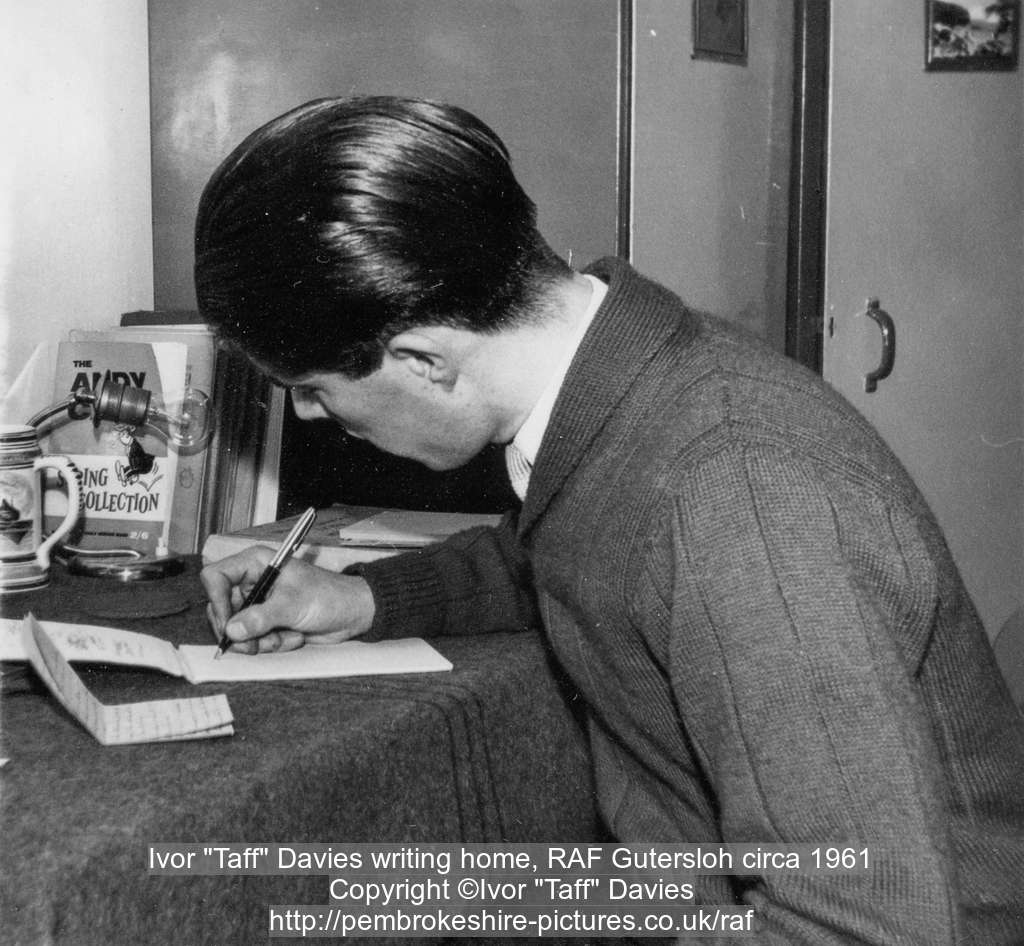 Ivor "Taff" Davies writing home, RAF G&uuml;tersloh circa 1961