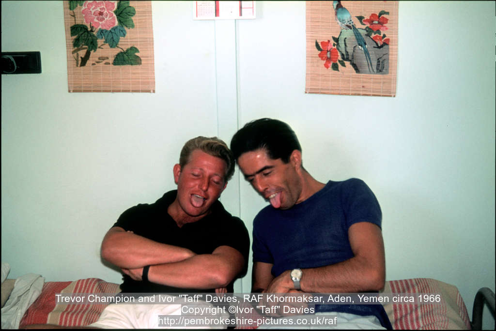 Trevor Champion and Ivor "Taff" Davies, RAF Khormaksar, Aden, Yemen circa 1966