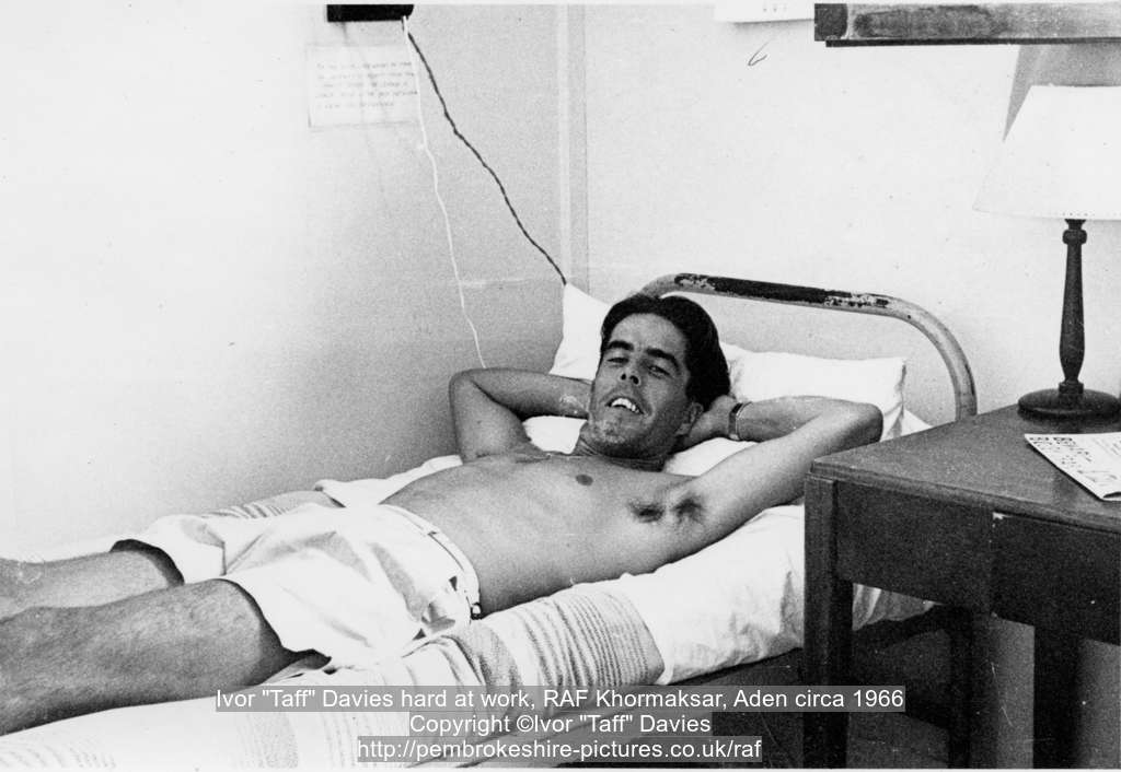 Ivor "Taff" Davies hard at work, RAF Khormaksar, Aden circa 1966