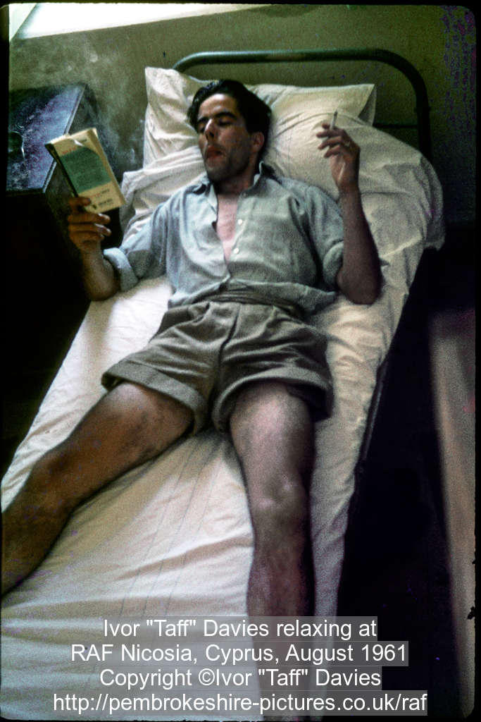 Ivor "Taff" Davies relaxing atRAF Nicosia, Cyprus, August 1961
