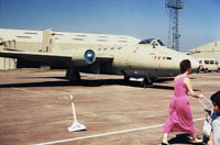 The Canberra entered service in 1951 and was retired from service in 2006. This image was taken in 1975 at RAF Brawdy. As of 2016 Canberra XH134 is the only air-worthy Canberra of its type in the world.